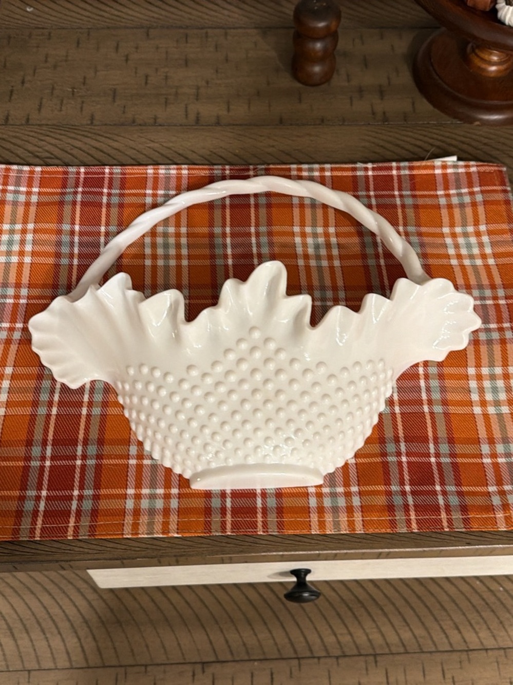 Plastic Hobnail Milk Glass Wall Hanging/Planter